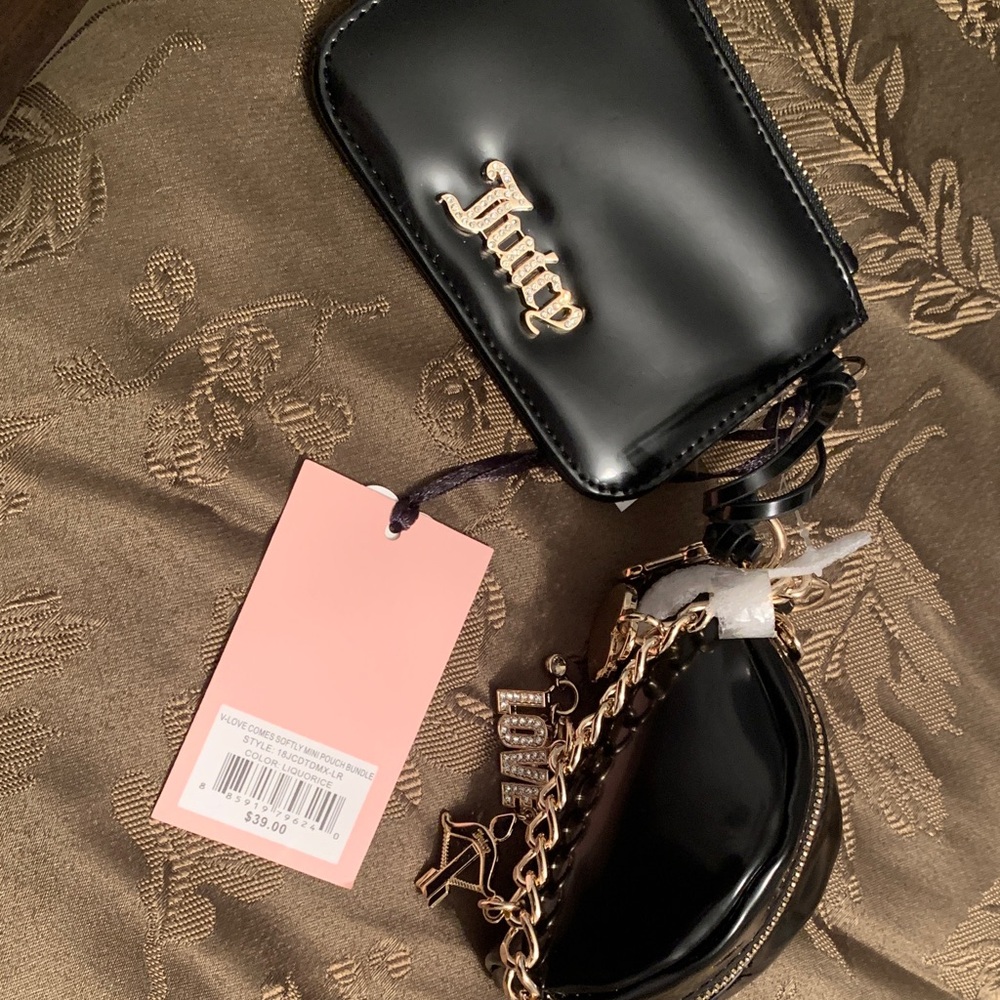 🆕 -Juicy Couture EXCLUSIVE Card Holder & Change Purse with Gold Chain & Charms